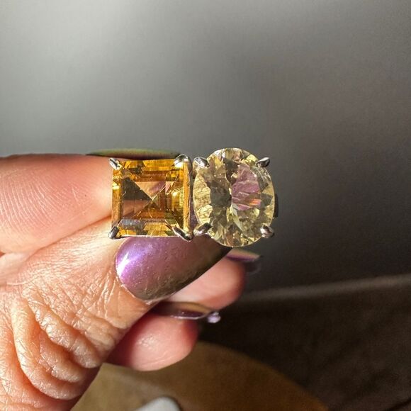 NWOT faceted cut Citrine and Prasiolite ring in 925 sterling silver! - Picture 5 of 9
